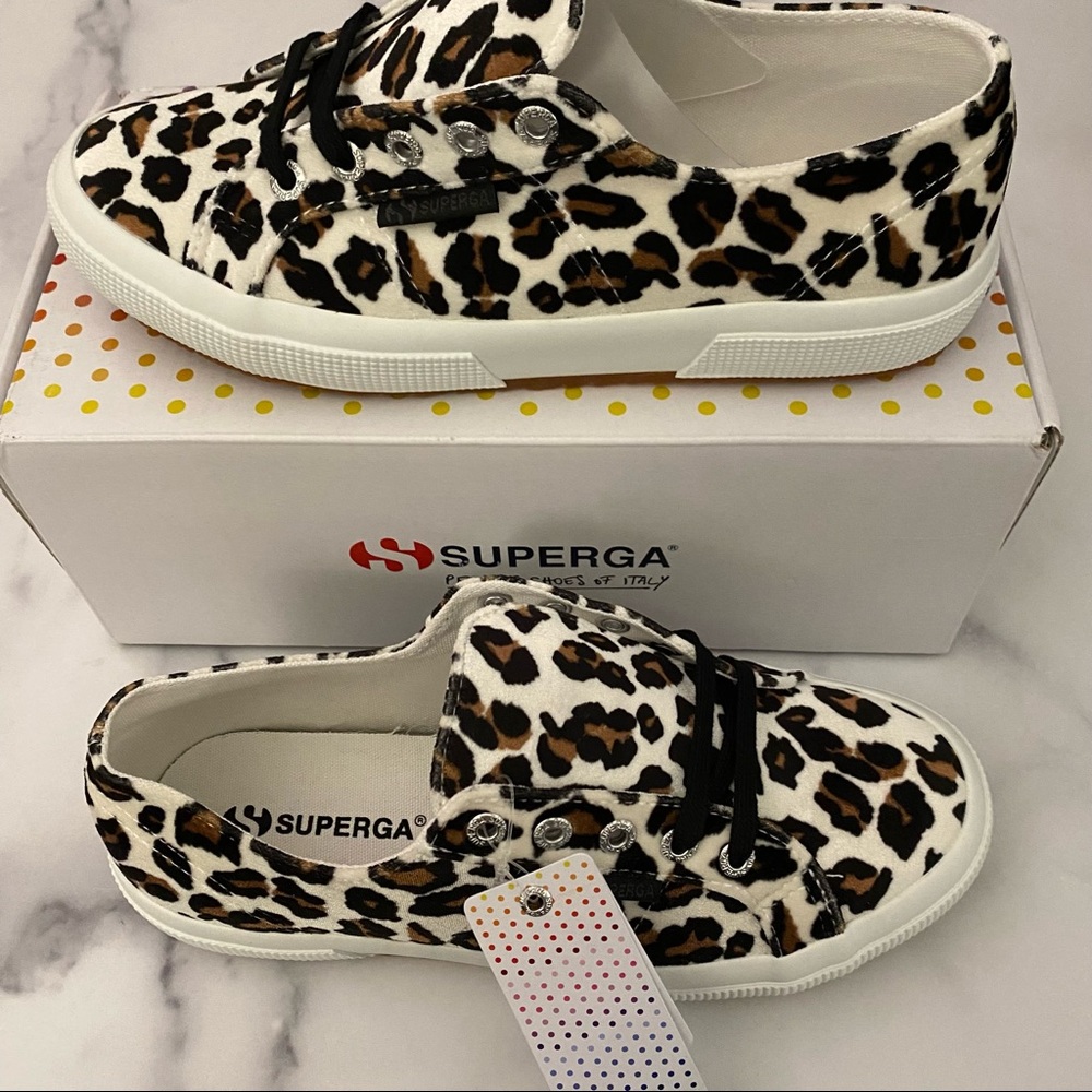 Superga White Leopard Sneakers Size 7